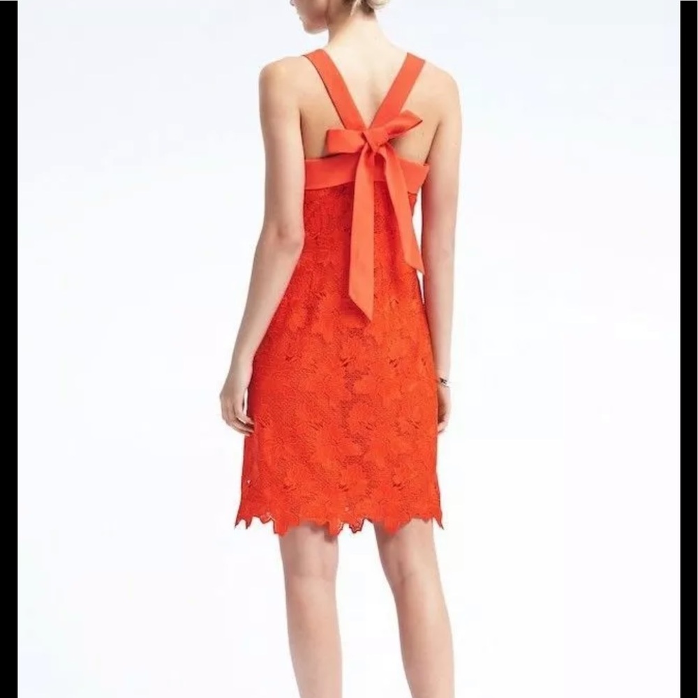 Banana Republic Red Lace Dress BOW 🎁 Holiday
